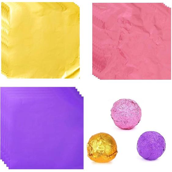 300 Pcs Chocolate Bar Wrappers, 6x6 inches Candy Bar Wrappers Colored Aluminum Foil Candy Wrapping Paper for Chocolate Bar Packaging Candy Packaging