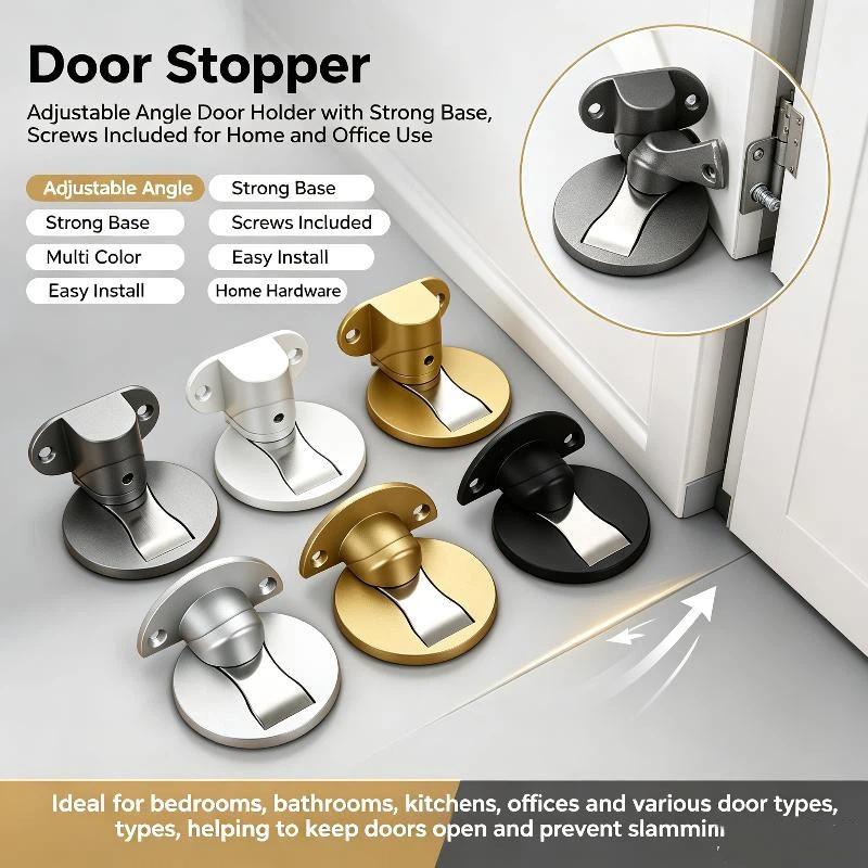 Adjustable Punch-free Magnetic Door Stopper Windproof Door Holder Safety Anti-collision for Kids Room Home Use