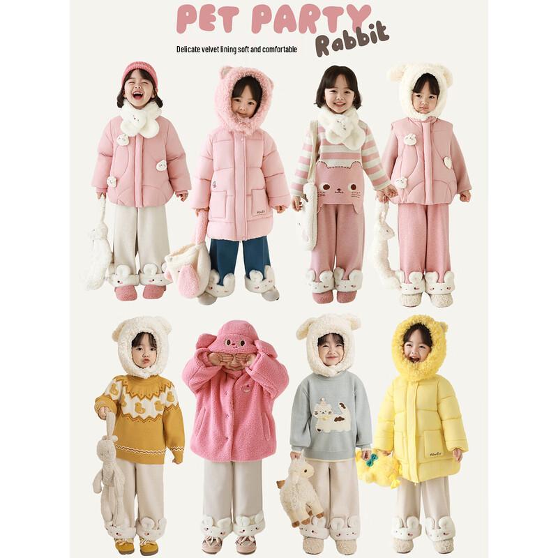 YouYou Mädchen Winter Plüschgefütterte Kaninchen Gerade Hosen