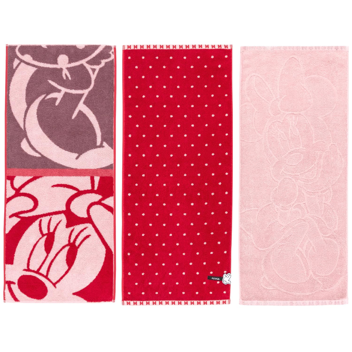 

Towel Laboratory Disney Face Minnie Gift [Disney Characters] #modern Towels, Mouse, 3-Piece Set, Fluffy, Fast-Absorbent, 100% Cotton, Low-Peeling,