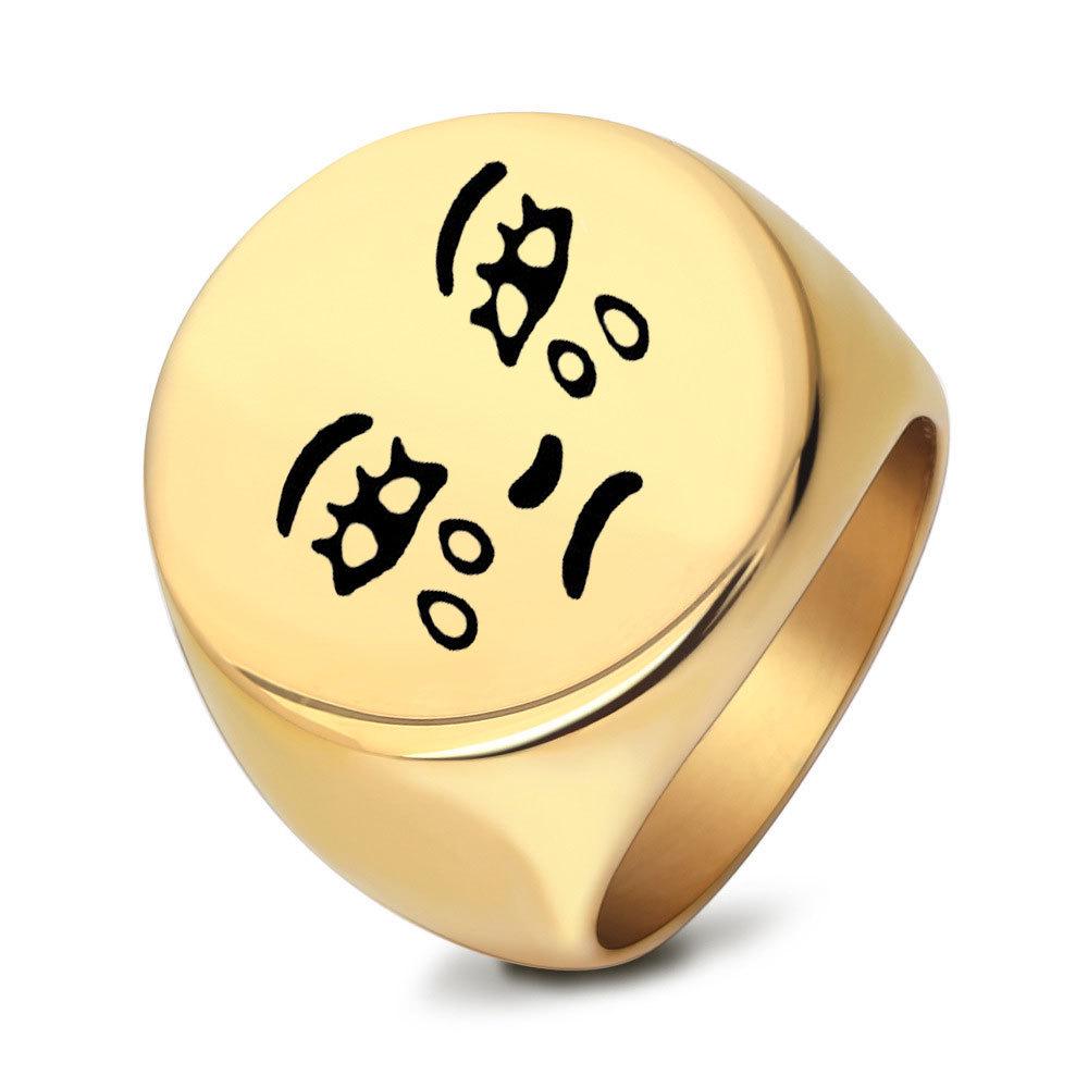 Round Smiley Face Fashion Ring - 22MM Laser Engraved Stainless Steel