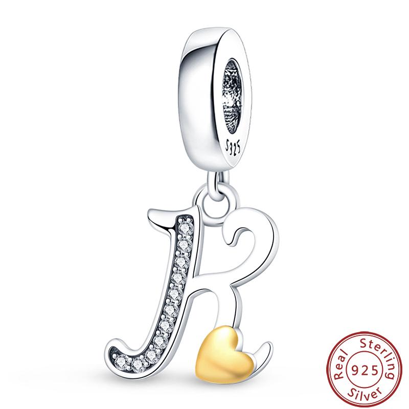 26 English Letter Series Copper Gold Heart-Shaped Design Charms Beads 3Mm Diy Fine Jewelry Making