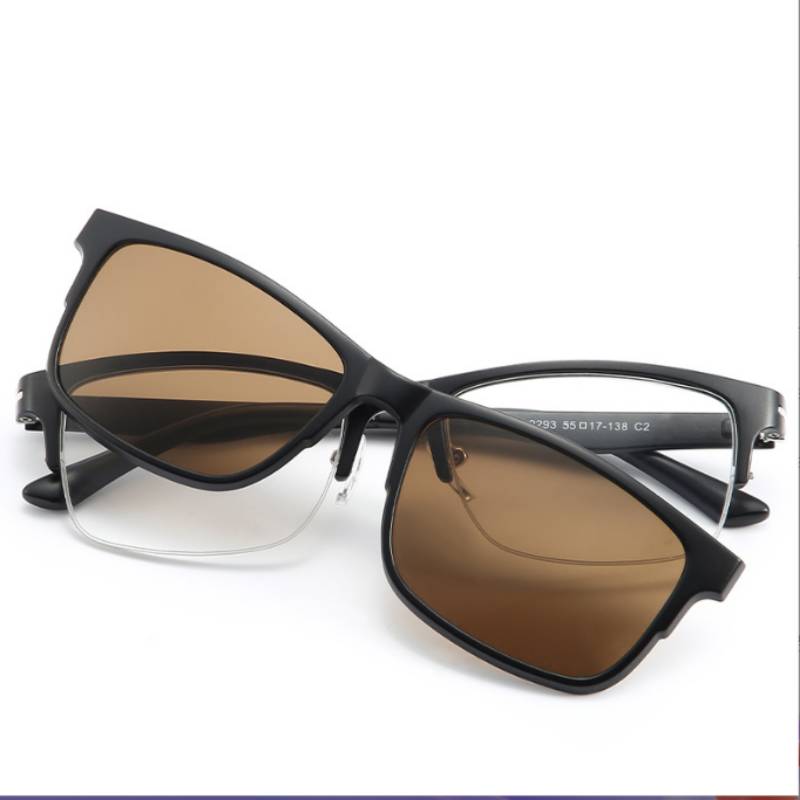 2293 Magnet Clip Square Half Frame Myopia Glasses 0 -0.5 -1.0 -1.5 -2.0 -2.5 -3.0 -4.0 -4.5 -5.0 To -6.0