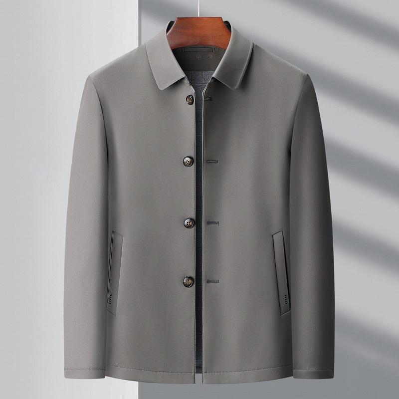 Men's Spring and Autumn Jacket Middle-aged High-end Business Casual Jacket Daddy Lapel Button Top