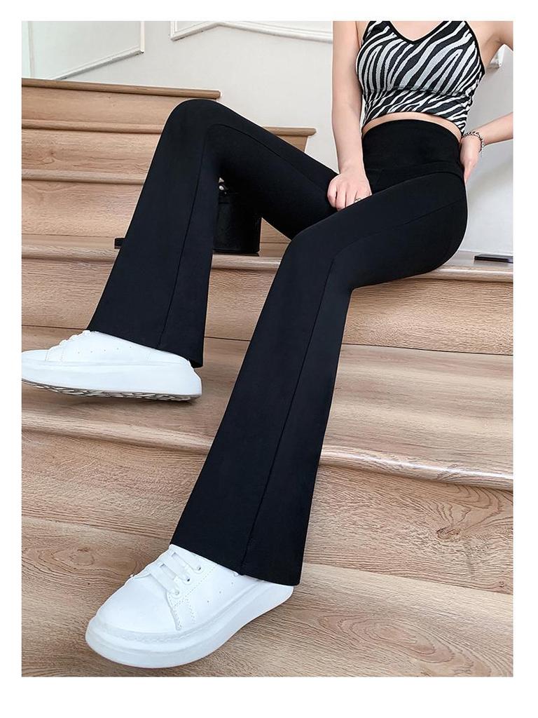 Women's High Waist Black Micro Flare Slimming Pants