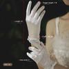 Pearl Decorative White Satin Bridal Gloves Wrist Length Women Silk Gloves  Ladies