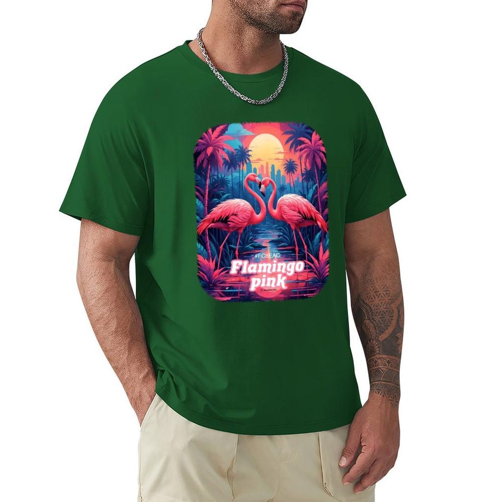 Flamingo Pink T-Shirt Graphic Tee Shirt Funnys Men Clothes