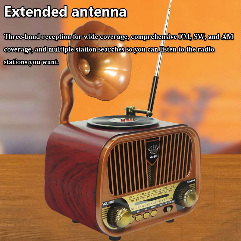 Portable Vintage Full Band Radio Classic Retro DSP FM AM SW Radios Receiver Hifi Bluetooth 5.4 Speaker Music Box Support TF USB