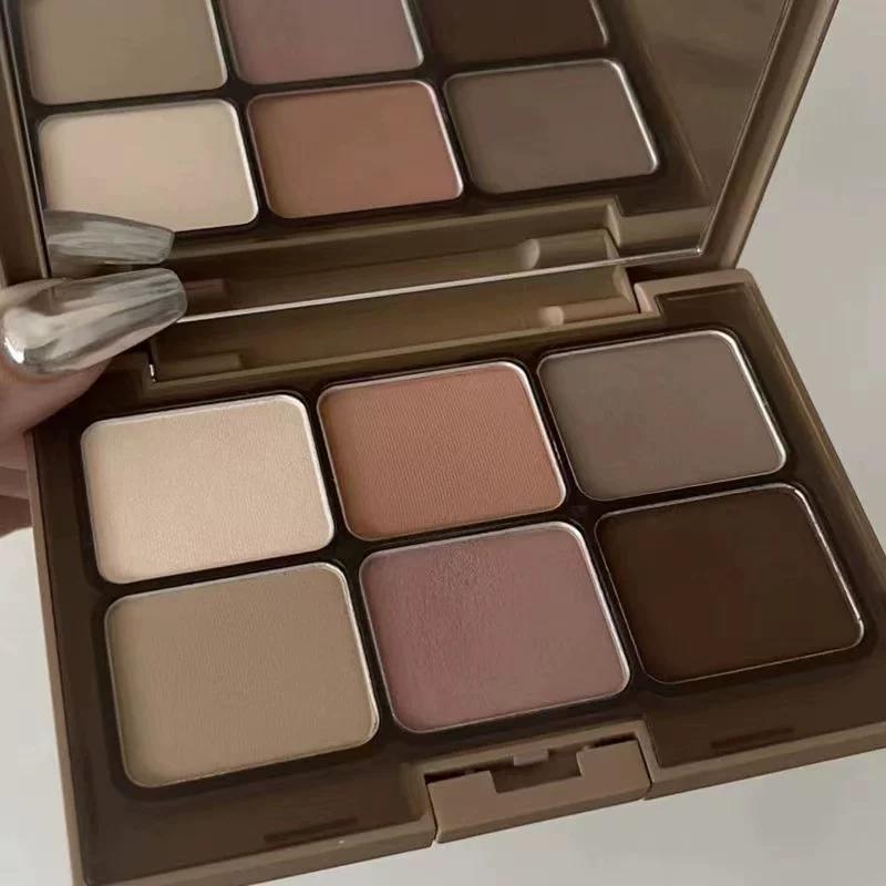 Boiled Water Low Saturation Lotus Root Starch Milk Tea Earth Color Full Matte Comprehensive Plate Six Color Blush Repair Eye Shadow Makeup Palette