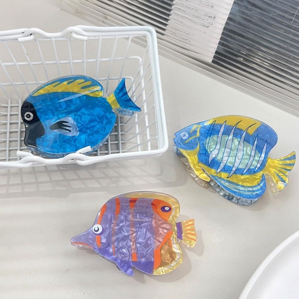 Ozean-Serie Fisch Haarkralle Cartoon Acryl Haarkralle Süßer Großer Hai-Clip Pferdeschwanzhalter