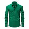 Herren Langarm Slim Fit Hemd mit Knöpfen Uni Schwarz