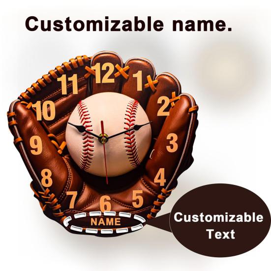 Baseball Glove Wall Clock Decorative Clock with Silent Pointers Living Room Wall