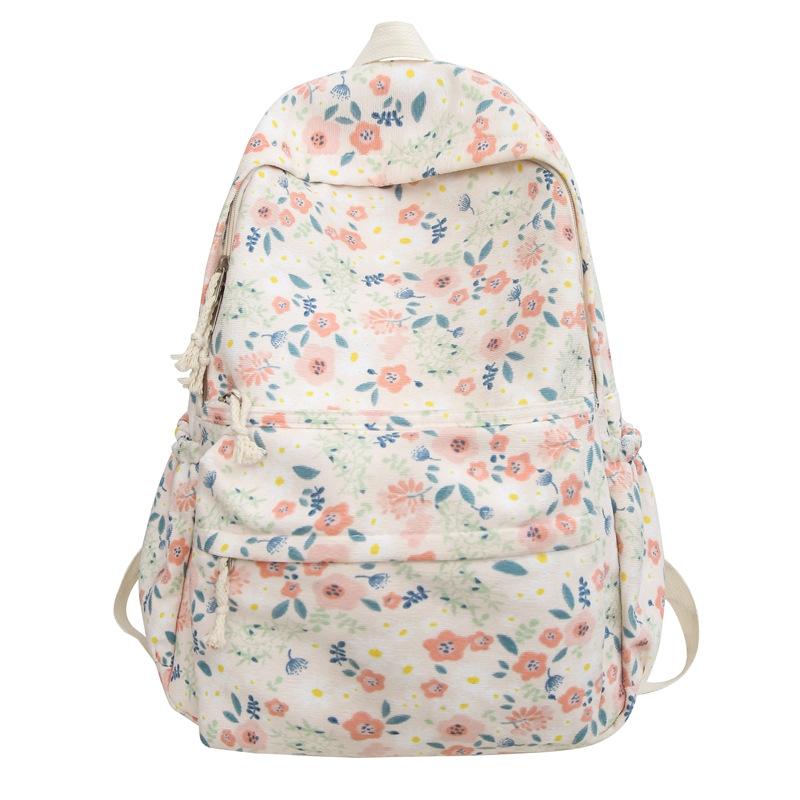 Large Capacity Floral College Student Commuting Trendy Schoolbag Backpack for Women's New Japanese Niche Travel Flower Backpack