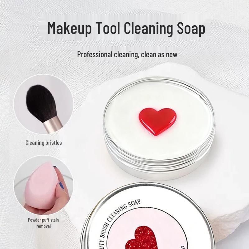 Compact 50g Makeup Brush & Beauty Blender Cleaning Soap with Essential Oils - Mini Portable Washing Tool