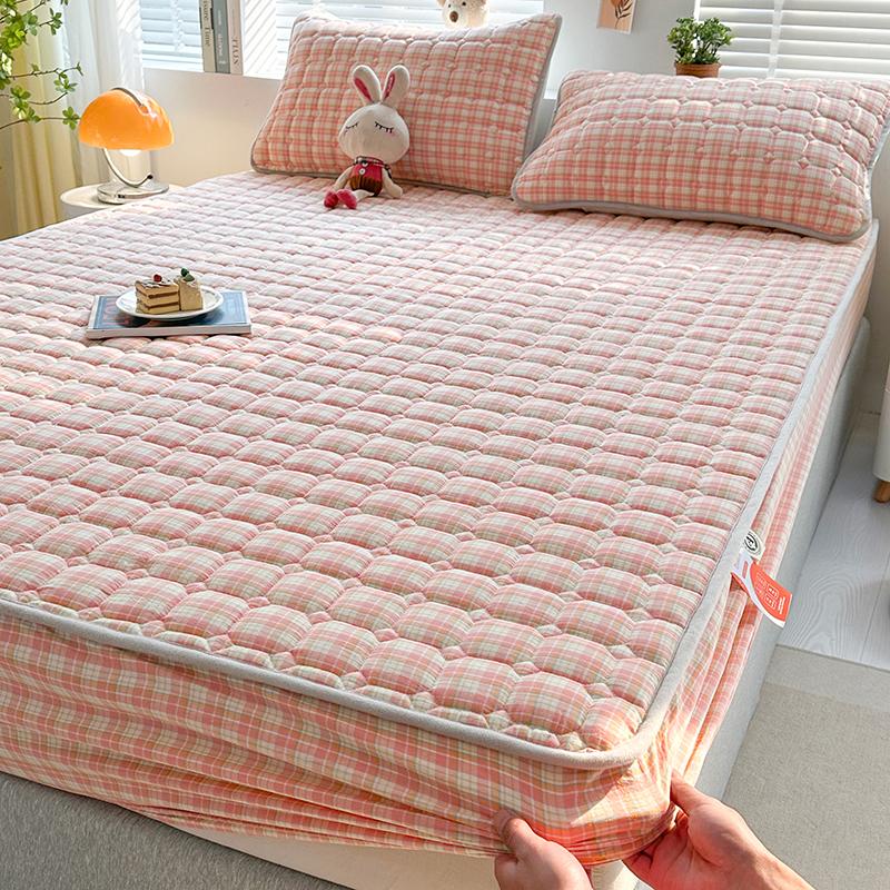 Sleeping Grid Skin Friendly Pure Cotton Thick Bed Sheet