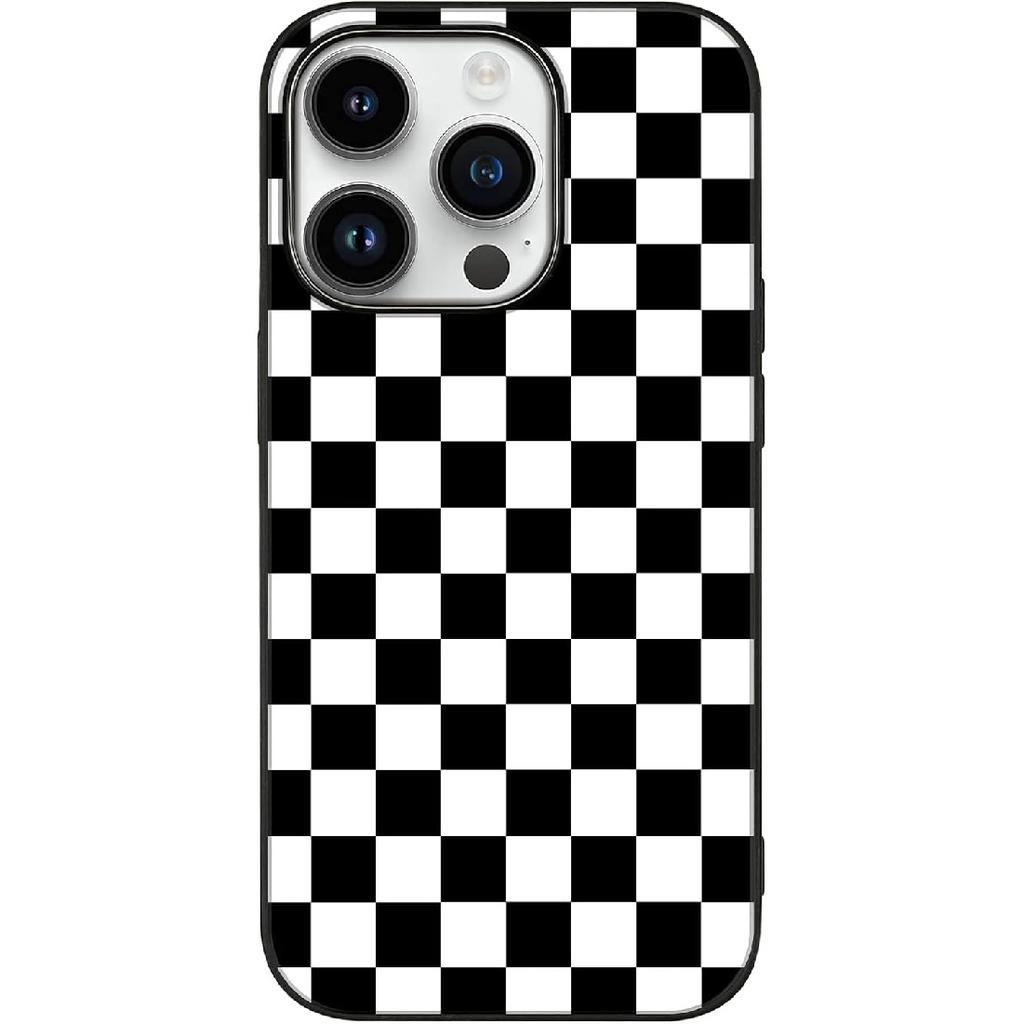 Tnarru Checkered Pattern Compatible with iPhone 14 Pro Case Hard PC Back and Soft TPU Sides Non-Slip Scratchproof Shockproof Protective Cute Phone