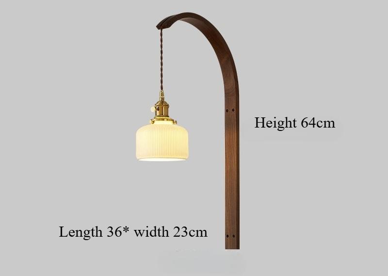 Japanese Retro Copper Wall Lamp Walnut Living Room Background Wall Corridor Study Bedroom Bedside Lamp Lighting