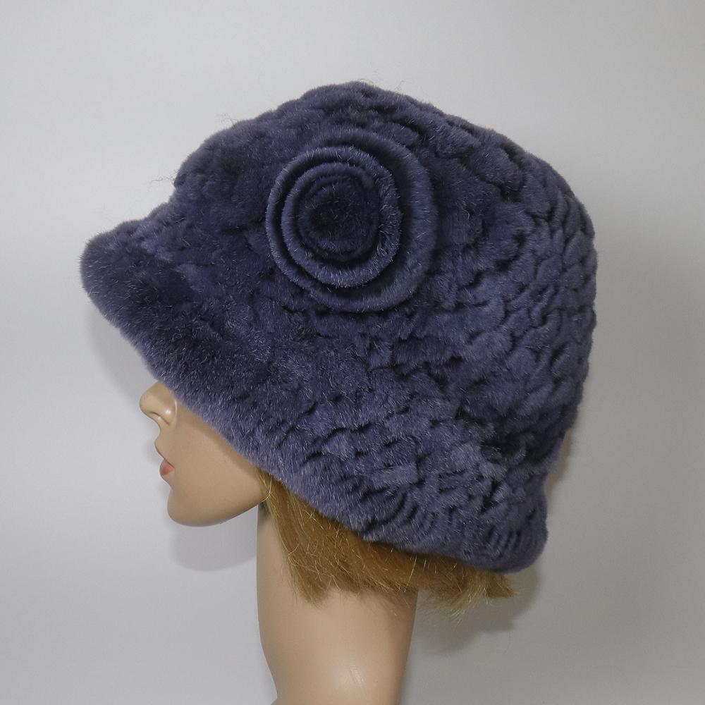 Winter Women Outdoor Knitted Real Rex Rabbit Fur Hat Natural Warm Fur Bucket Hats Girls Fashion Fluffy Real Rex Rabbit Fur Caps