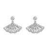 "Ci Mu Er Er" Retro Chinese Style Fan Earrings - Artistic Zirconia Earrings for Women, Light Luxury.