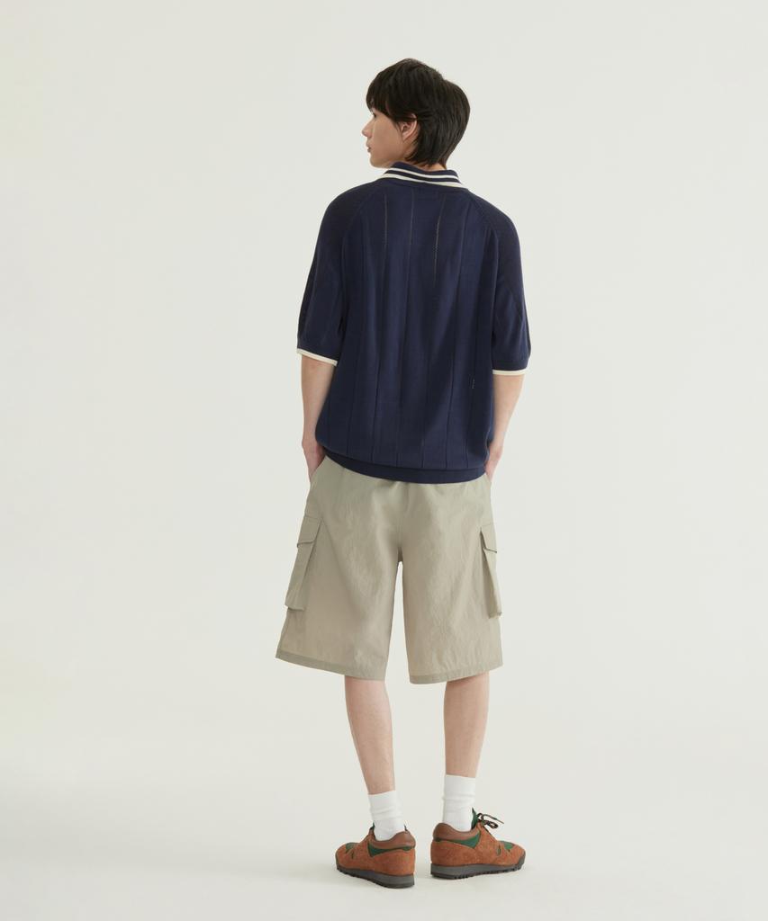 COVERNAT Bermuda Cargo Nylon Shorts Khaki Beige