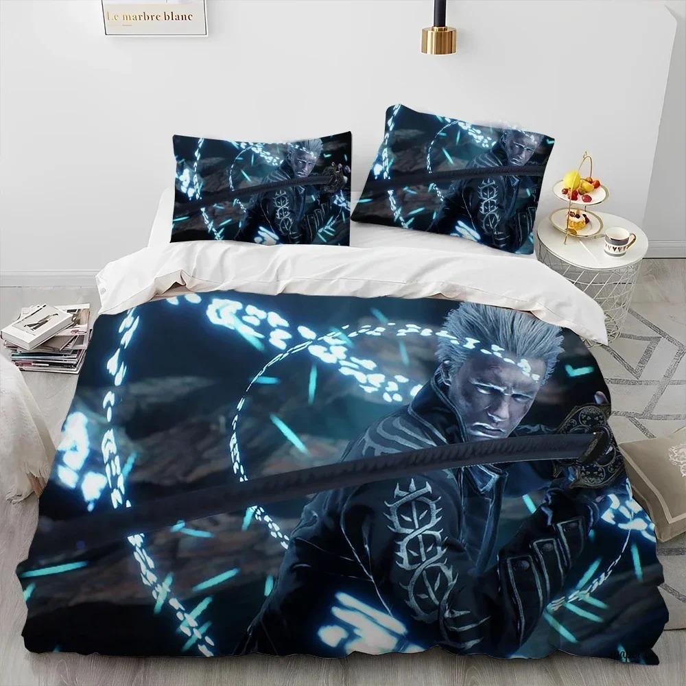 Game D-Devil May Cry DMC Gamer Bedding Set Duvet Cover Bed Set Quilt Cover Pillowcase Comforter King Queen Size Boys Adult
