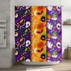 Spooky Halloween Themed Shower Curtains Purple Skulls Pumpkins Decor Set for Bathtub in Orange Ghosts Pattern 3D Printed Waterpr