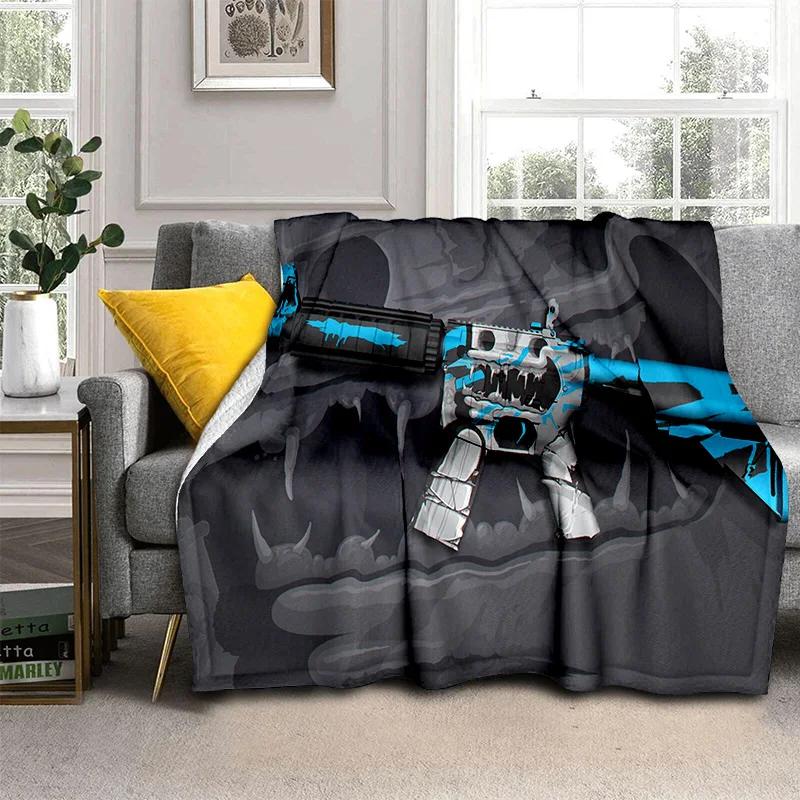 3D Gun Knife USP,AK,M4,AWP,Rifle Pistol Cartridge Blanket,Soft Throw Blanket for Home Bedroom Bed Sofa Picnic Cover Blanket Kids