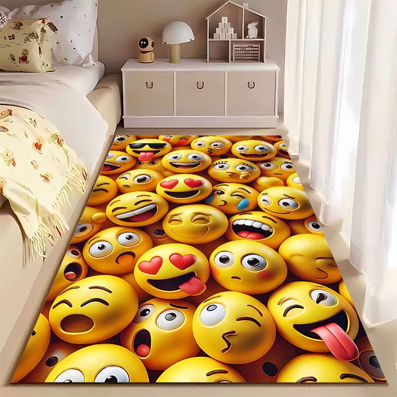 Smiley Faces Emoji Pattern Carpet suitable as a non-slip mat for the living room or bedroom sofa