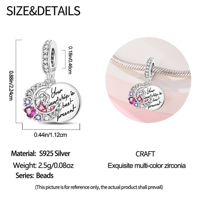 925 Sterling SilverCharms Girl Couple Valentine's Day Beads Pendant Fit 925 Silver Bracelet DIY Woman Jewelry Gift for Friend