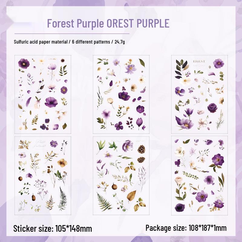 ZABC Cross-Cut Floral Theme Sticker Pack for Journals - Grass Flower Ballad Series