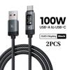 Toocki 100W USB A Cbale Fast Charging OLED Digital Display 6A USB To Type C Data Cord For iPhone 16 17 Huawei 70 Honor 80 Pro