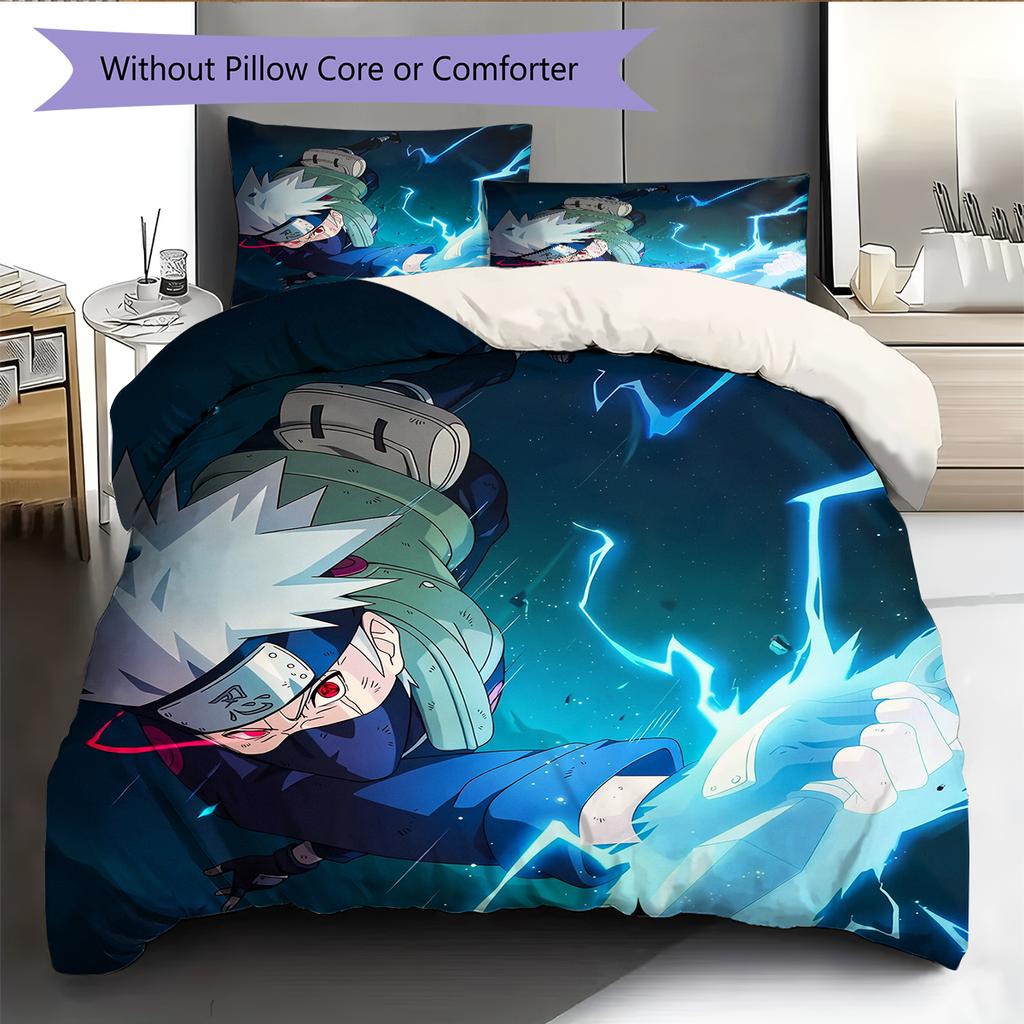 Hatake Kakashi Anime Pattern Bedding Home Decoration Birthday Gift (1 * duvet cover + 2 * pillowcase, without core)