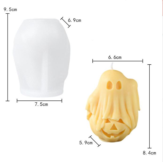 Halloween Ghost Candle Mold Crafts Gypsum Resin Making Silicone Mold DIY Pumpkin Ghost Modeling Decoration Kitchen Mold