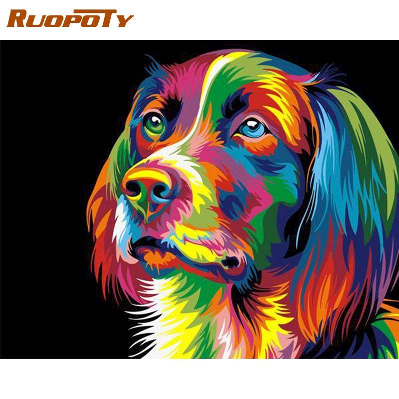 

Ruopoty безрамная картина «сделай сам» по номерам, картина с изображением животных, настенная живопись на холсте, акриловая краска по номерам, комплект для украшения дома 40x50CM NO Frame