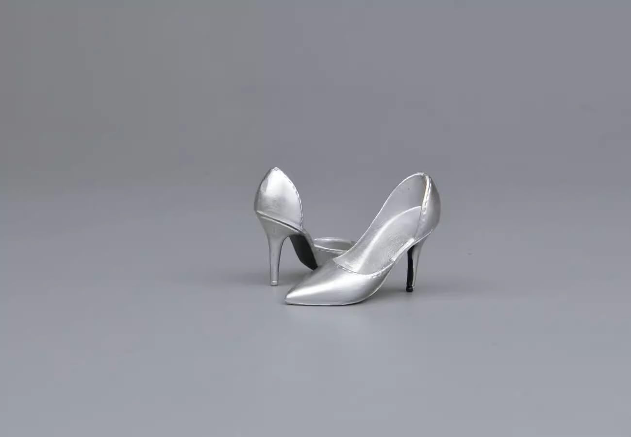 

Фигурка Туфли на высоком каблуке Обувь для экшн-фигурки Серебристые 1/6