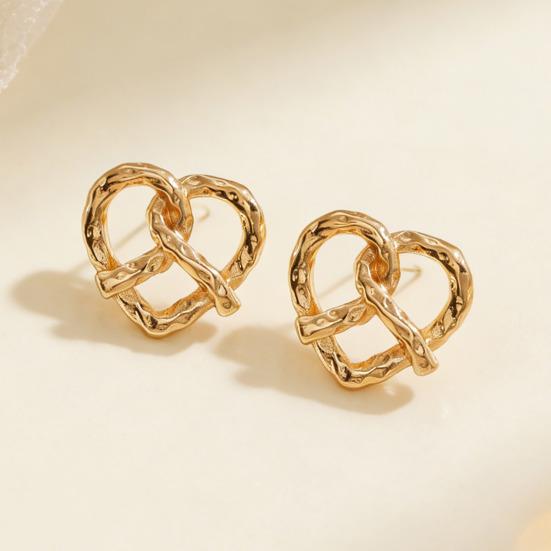 1 Paar Ohrstecker Verdrehtes Herz Design Ohrstecker Gehämmert Textur Piercing Ohrringe für Damen Pendeln Dating Schmuck Geschenk