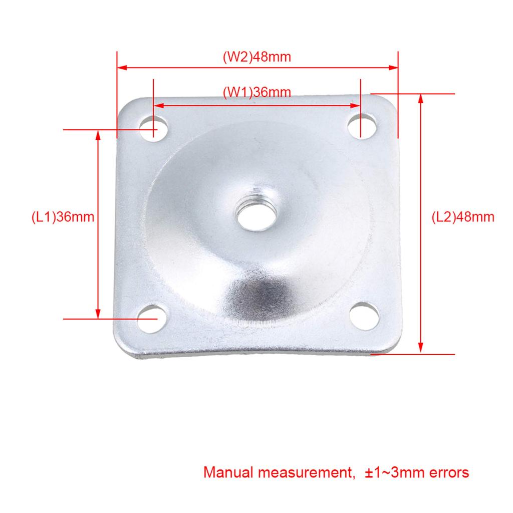 Logyues 4-Pack Furniture Leg Mounting Plates, Washers, Square, 4.8x4.8cm, Iron, 12 Degree Angle, with Screws, Silver