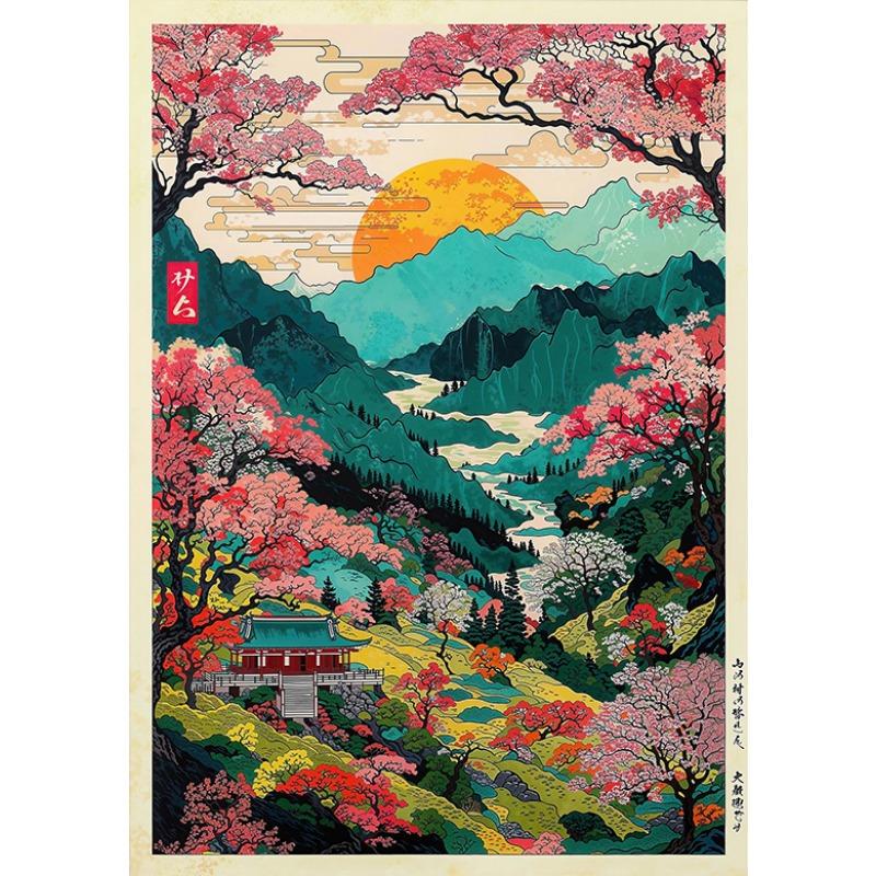 Tokyo Landscape Anime Illustration Print Japanese Night Scene Poster Fuji Vintage Painting Style Art Decor Canvas Wall Art Retro