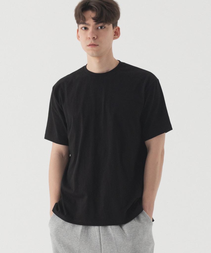 PIANER Basic Slit Short Sleeve T-Shirt (Black)