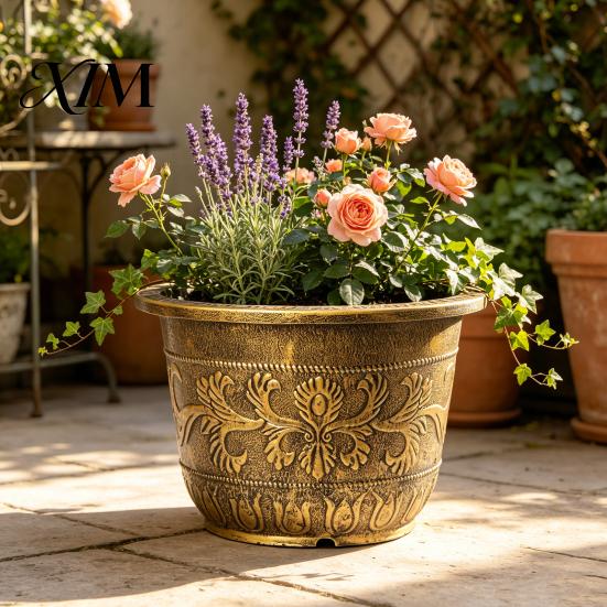 Large Capacity Decorative Planter Water Lily Planter, Vintage Round Plant Pot, Without Drainage Hole, Bowl with No Extra Plastic Flower Pot for Lotus,