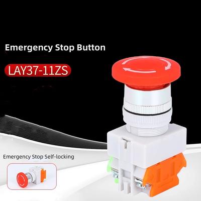 Red Mushroom Cap 1NO 1NC DPST Emergency Stop Push Button Switch AC 660V 10A Switch Equipment Lift Elevator Latching Self Lock