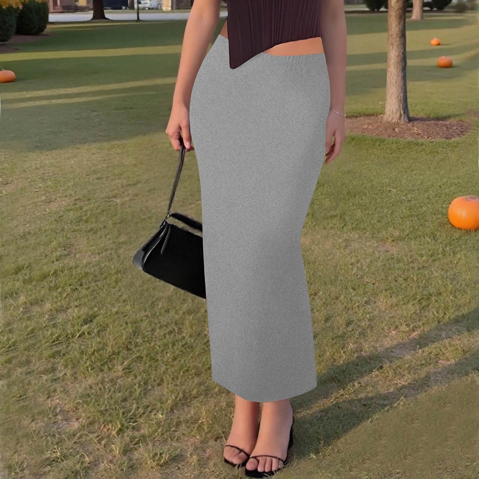 

Женская повседневная модная однотонная юбка-рыбий хвост с разрезом, эластичная узкая юбка до середины тела XXL