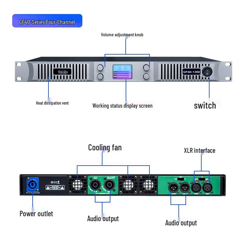 Veisure GF40-1350 Professional 1U Digital Power Amplifier (CN Version)