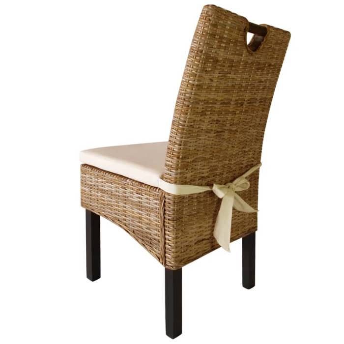 Dining Chairs - vidaXL - Set of 4 - Kubu Rattan - Mango Wood - Contemporary Style