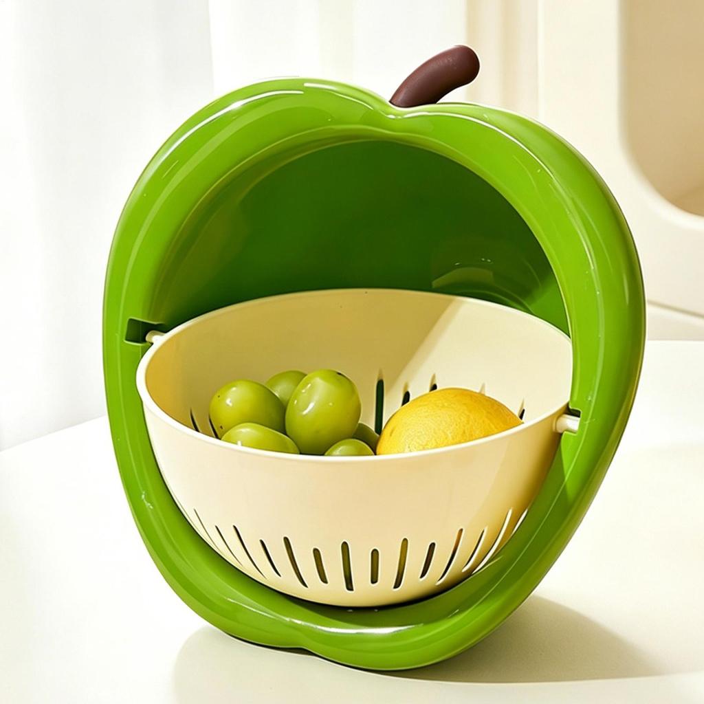 1PC Double Layer Vegetable Drain Basket Large Capacity Creative Food Storage Container Multifunctional Vegetable Fruit Strainer