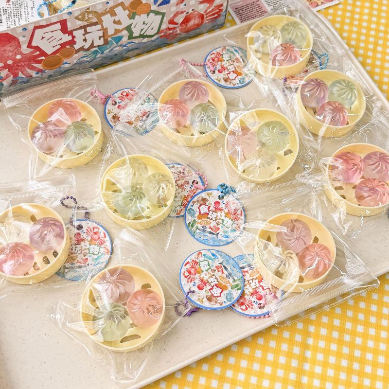 Steamed Bun Squishy Toys Set for Anxiety Relief Slow Rising Mini Squeezable Steamer Gift for Kids