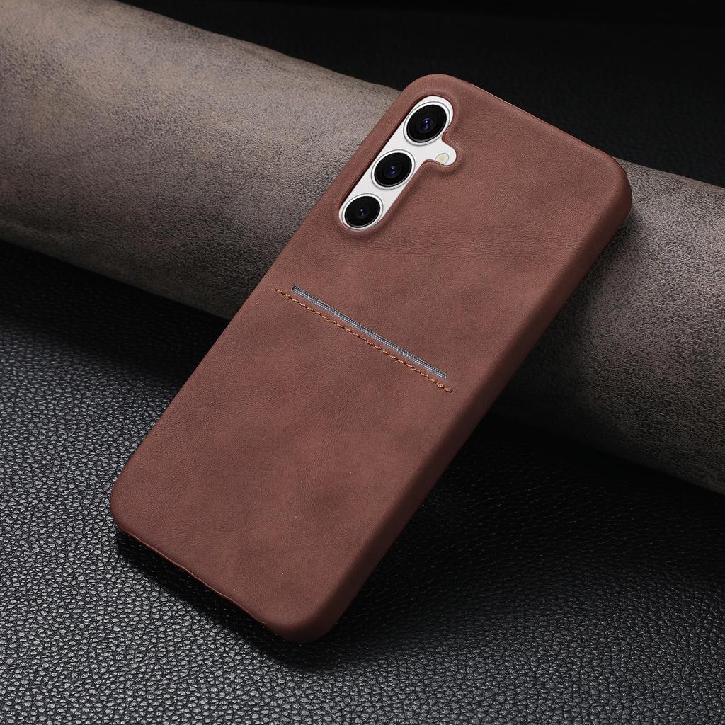 Card Slot Sheepskin Leather Texture Case For Samsung S26 S25 S24 S23 Ultra A55 A35 A15 A54 A34 Wallet Thin Hard PC Armor Cover