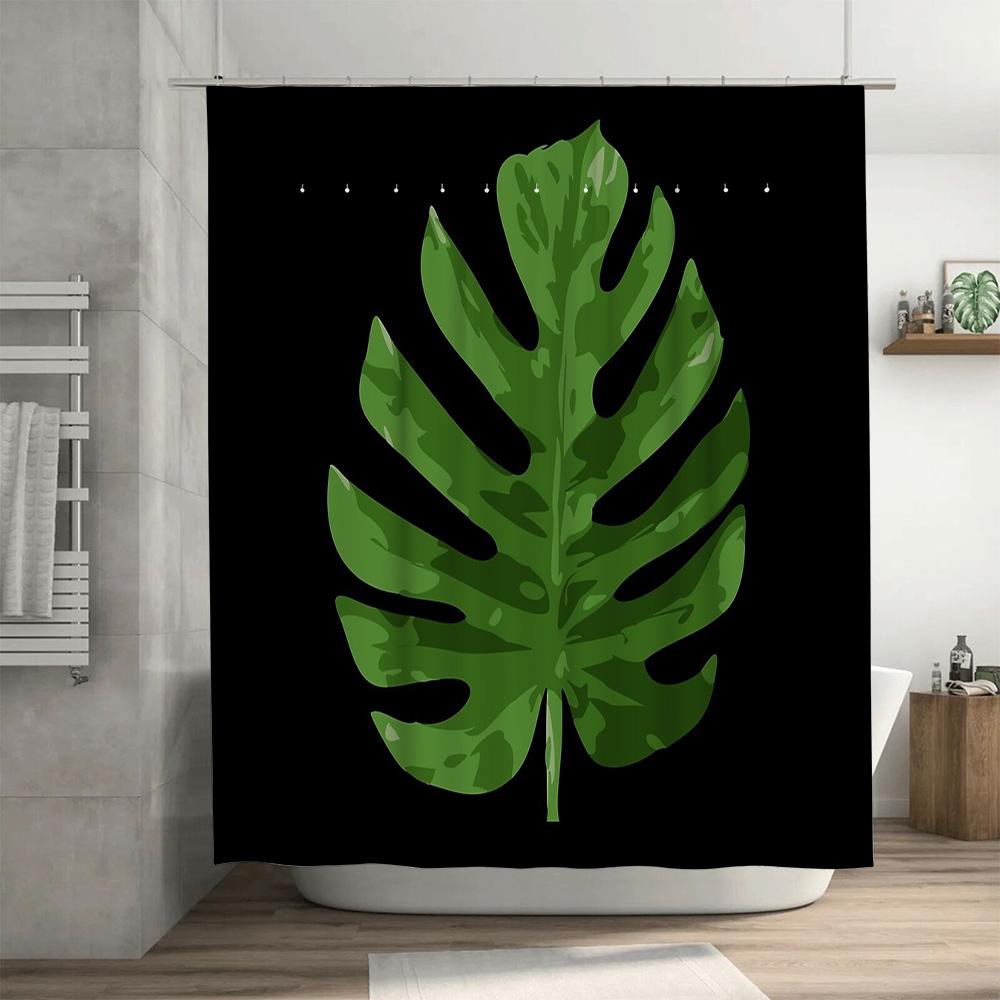 Tropical Monstera Leaf Shower Curtain Botanical Greenery Nature Bathroom Decor Waterproof Fabric Backdrop