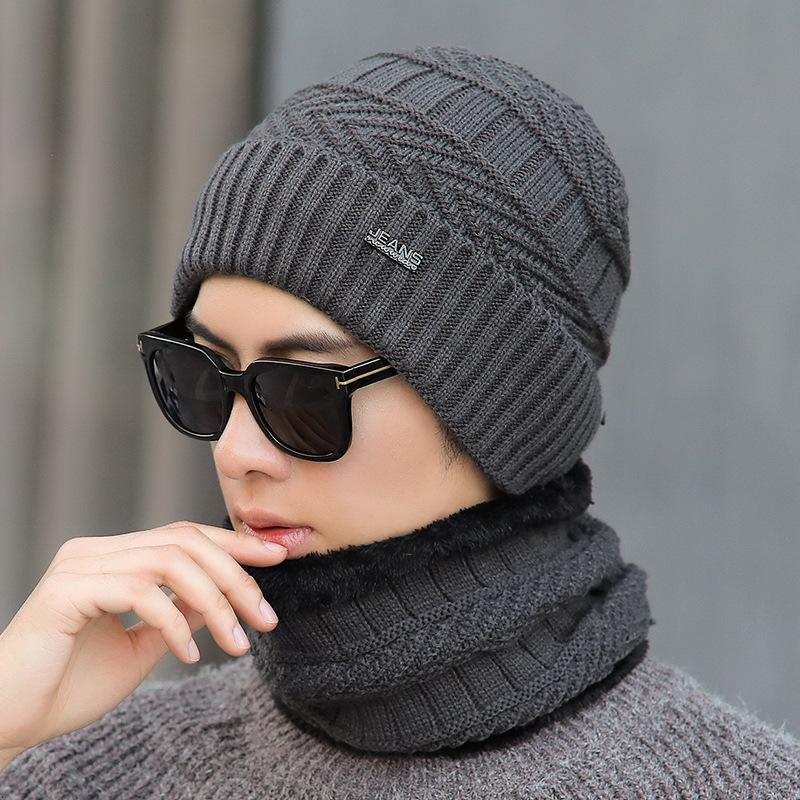 

Зимняя шапка для женщин, плюшевая шерстяная шапка, милая и симпатичная вязаная шапка на осень и зиму, универсальная и теплая hat + scarf