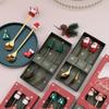 HANYANG Christmas Spoon Set Christmas Gift Cutlery Two Sets of Dessert Spoons and Forks Santa Elk Doll Spoon